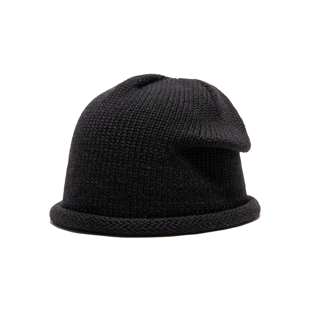 WOOL ROLL WATCH CAP - Black